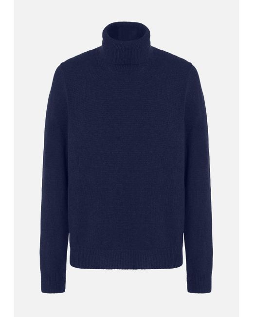 Malo Blue Cashmere Turtleneck Sweater for men