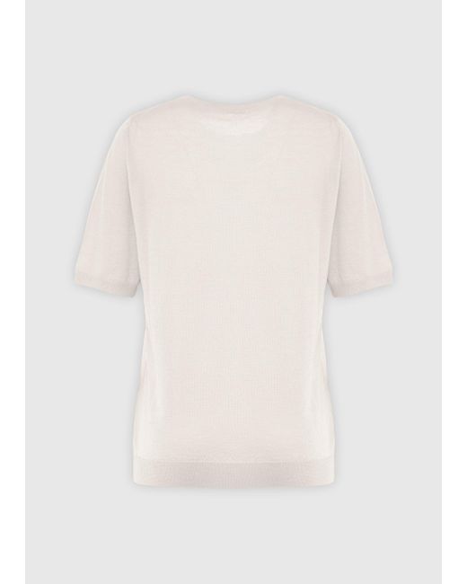 Malo White Cashmere And Silk Crewneck Sweater