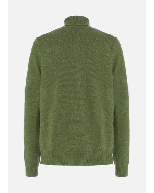 Malo Green Cashmere Turtleneck Sweater for men