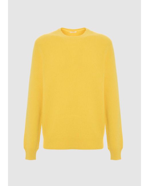 Malo Yellow Cashmere Crewneck Sweater for men