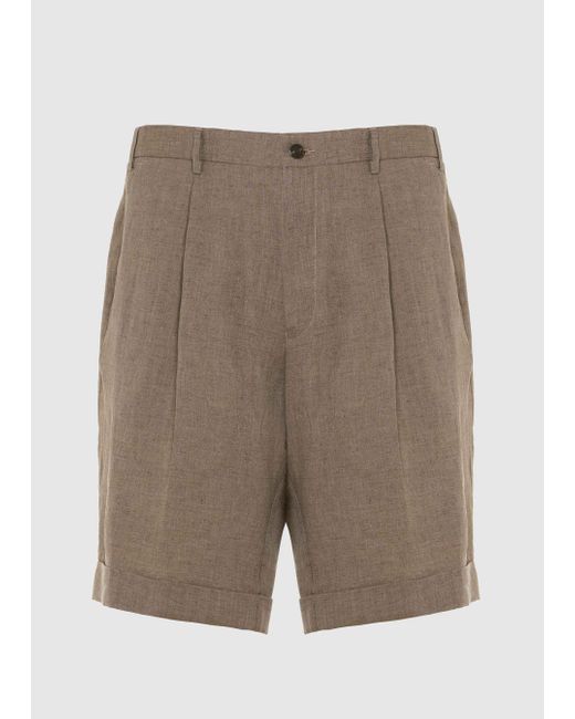 Malo Gray Linen Bermuda Shorts for men