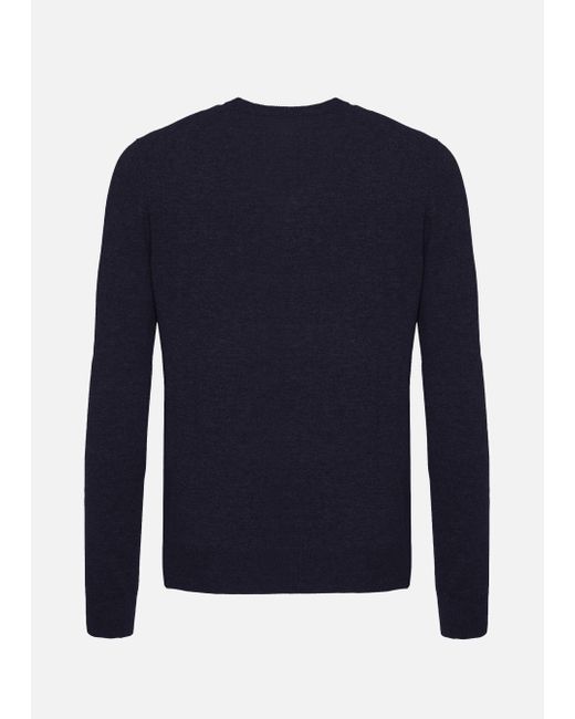 Malo Blue Cashmere And Silk V-Neck Sweater for men