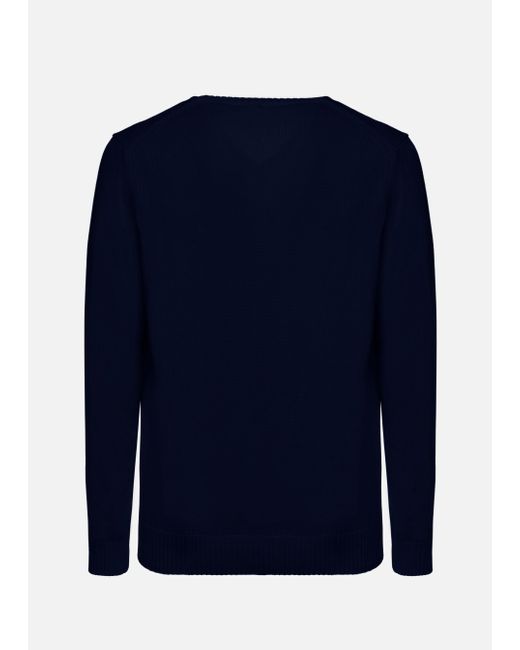 Malo Blue Cotton V-Neck Sweater for men