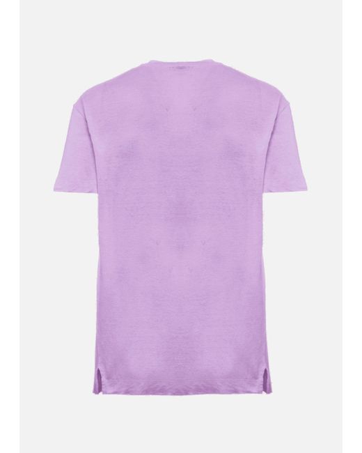 Malo Purple Linen Jersey Crew-Neck Sweater for men