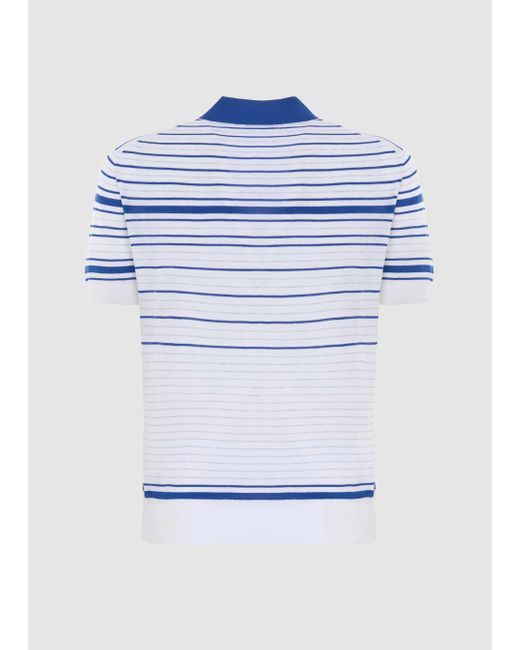 Malo Blue Cotton Knitted Polo for men