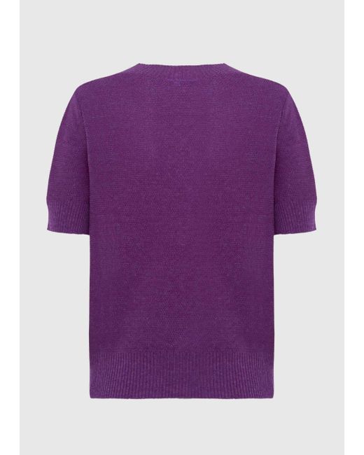 Malo Purple Silk And Linen V Neck Sweater