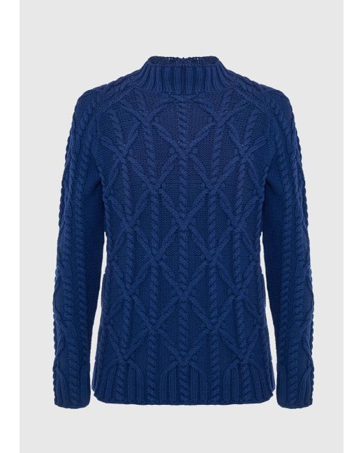 Malo Blue Blended Cotton Mock Neck Sweater for men