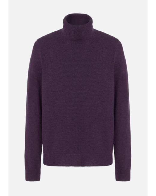 Malo Purple Cashmere Turtleneck Sweater for men