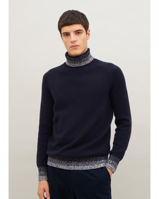 Malo Blue Cashmere Turtleneck Sweater for men