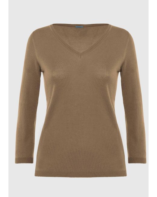 Malo Natural Silk And Linen V Neck Sweater