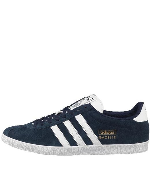 Men's Blue Gazelle Og Trainers Dark Indigowhitemetallic Gold Men's Blue Gazelle Og Trainers Dark Indigowhitemetallic Gold