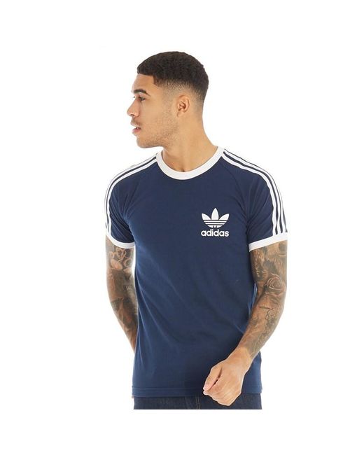 Adidas Originals 3-Stripes California Short Sleeve T-Shirt Heren Blauw  Heren - Vindjeschoen.nl