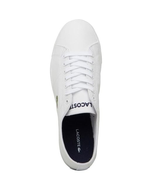 lacoste mens riberac leather trainers white dark blue