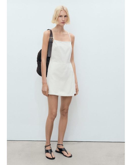 Mango White Denim Pinafore