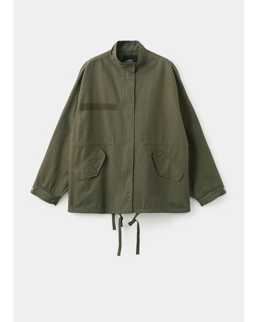 Mango Green Cotton Jacket With Pockets