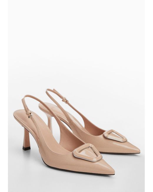 Mango Pink Patent Leather-effect Slingback Shoes