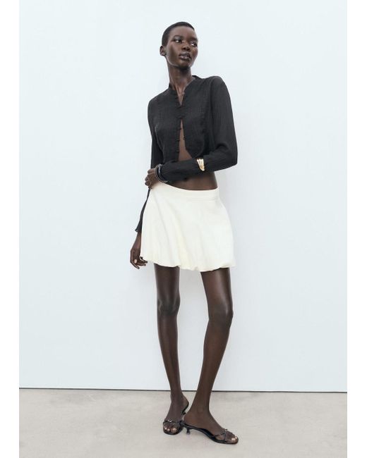 Mango White Lyocell Blouse With Toggles