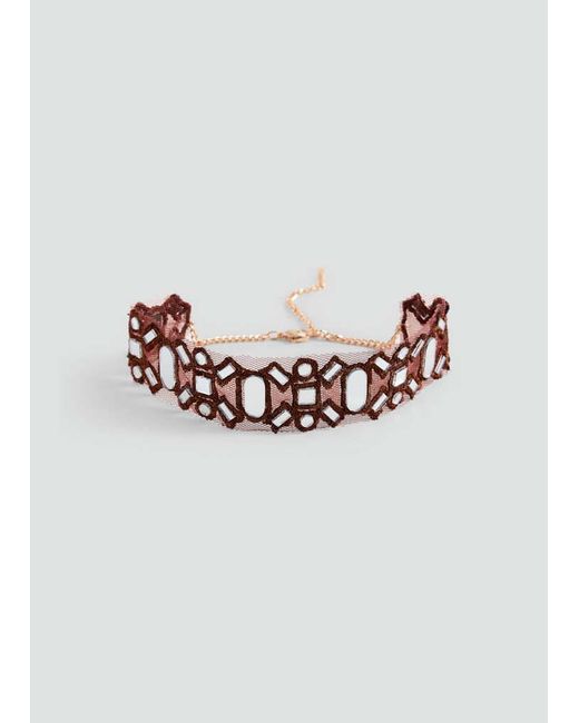 MANGO TEEN Brown Crystal Choker Necklace