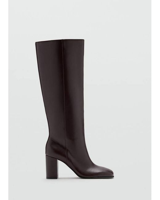 Mango Black High Block-Heel Boot