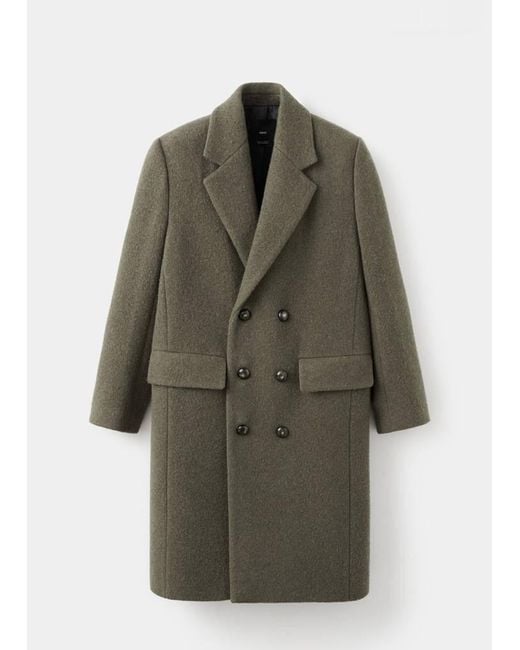 Mango Green Double-Breasted Wool Coat