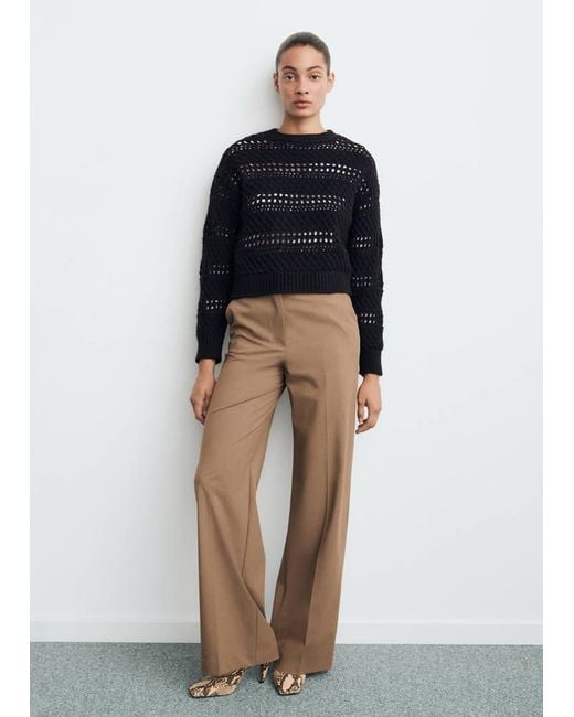Mango Red Openwork Knit Sweater