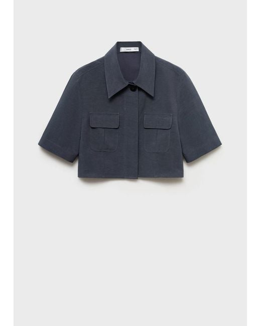 Mango White Lyocell Cropped Shirt