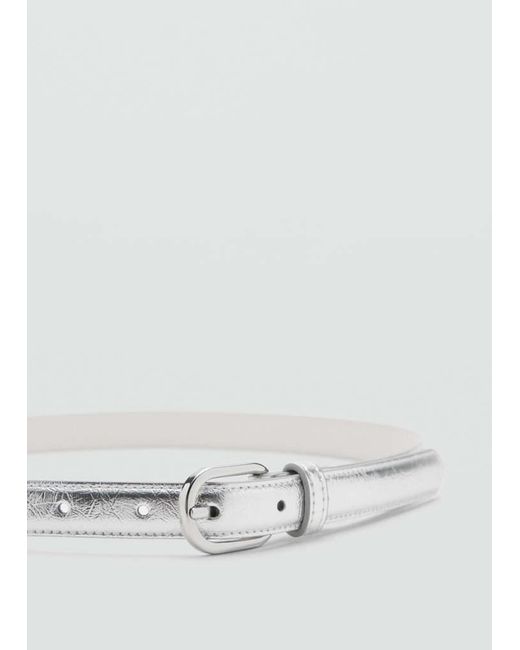 Mango White Metal Buckle Belt
