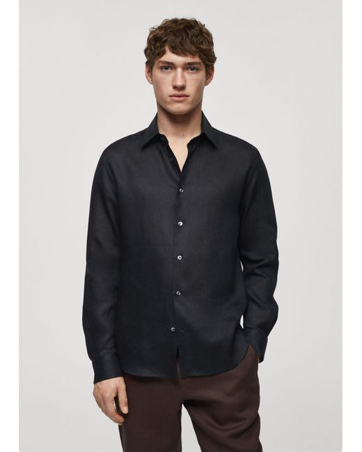 Mango Blue 100% Linen Regular-fit Shirt for men