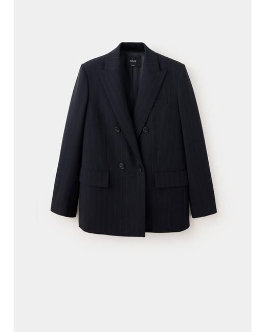 Mango Blue Houndstooth Suit Blazer