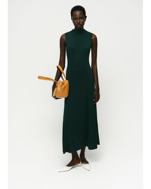 Mango Godet Dress With A Perkins Collar in White | Lyst