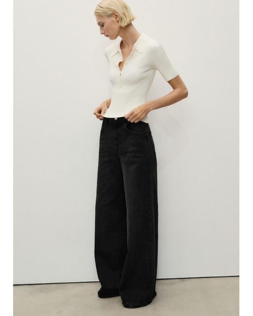 Jean Large Taille Haute Denim Mango en coloris White
