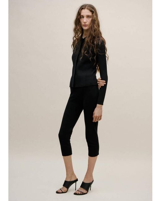 Mango Natural Capri Knit Trousers
