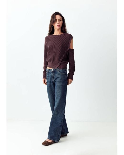 MANGO TEEN Blue Knit Sweater With Cut-Out Detail