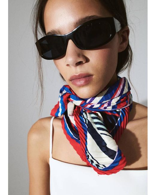 Mango Black Textured Print Scarf
