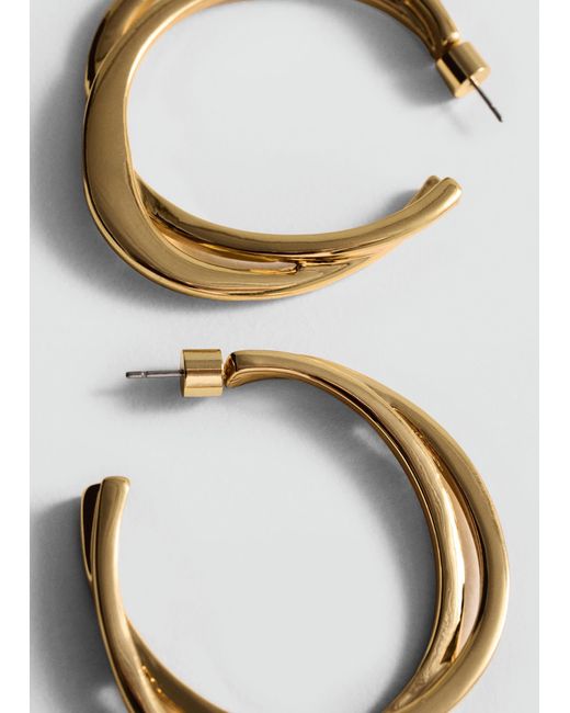 Mango Metallic Intertwined Hoop Earrings