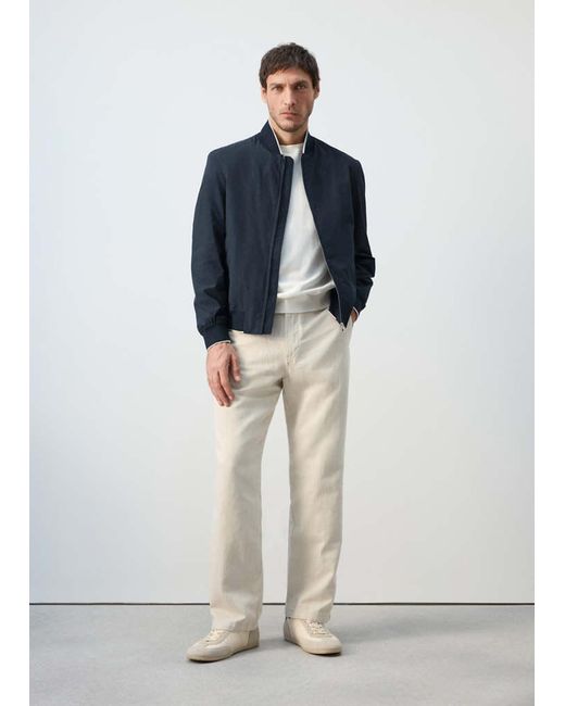 Mango Blue Lightweight Water-Repellent Bomber Jacket for men