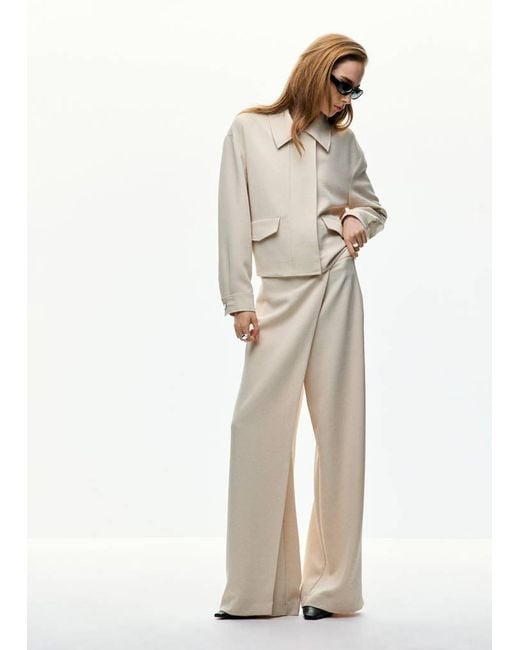 Mango Natural Straight-Fit Wrap Trousers