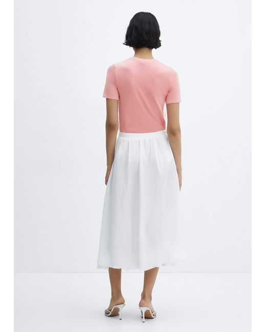 Mango White Flared Midi Skirt