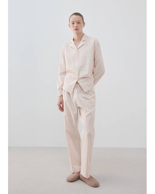Mango Pink Striped Cotton Trousers