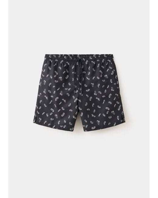 Mango Blue Printed Drawstring Swimming Costume for men