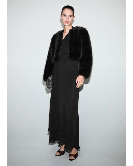 Mango Women's Black Asymmetrical Dress With Scarf Mango Women's Black Asymmetrical Dress With Scarf