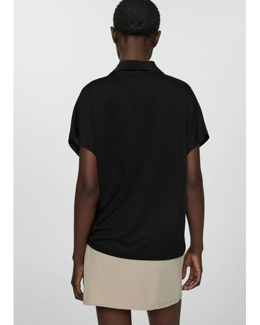 Mango Black Polo-neck T-shirt