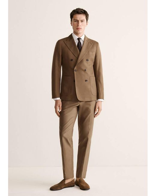 Mango Natural Slim Fit Lyocell And Cotton Suit Trousers for men