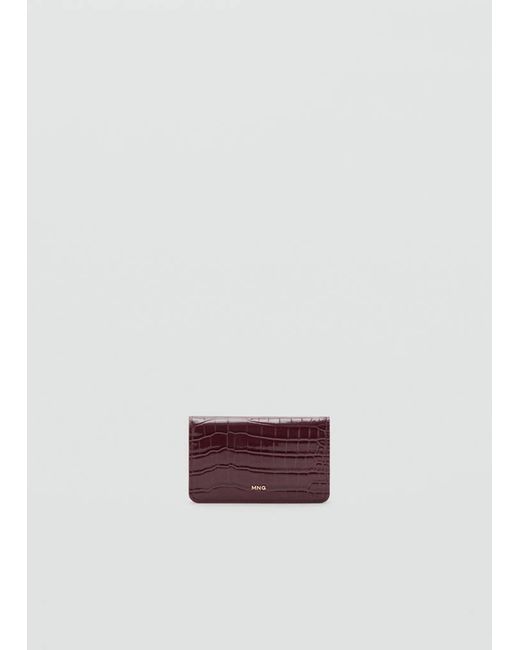 Mango Purple Small Shiny Croc-Effect Wallet