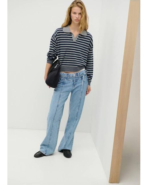 MANGO TEEN Blue Low-Rise Jeans With Cord Drawstring