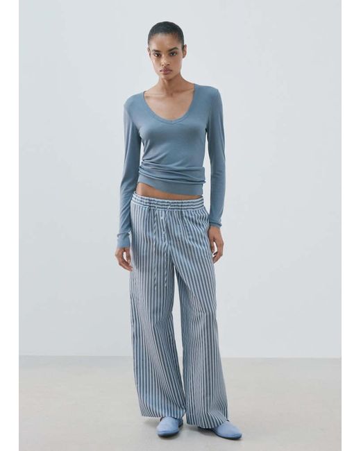 Mango Blue Lyocell Wool Blend Pyjama T-Shirt