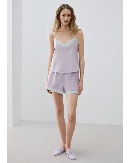 Mango Purple 100% Cotton Pyjama Shorts