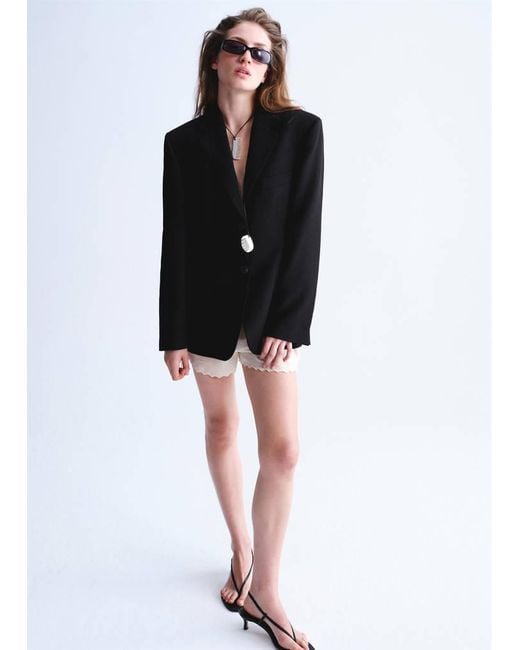 Mango Black Fitted Suit Blazer