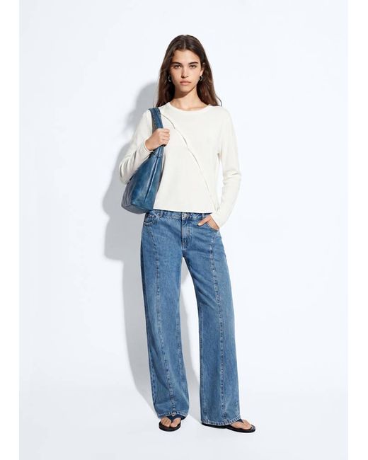 MANGO TEEN Blue Knit Cardigan With Opening Detail