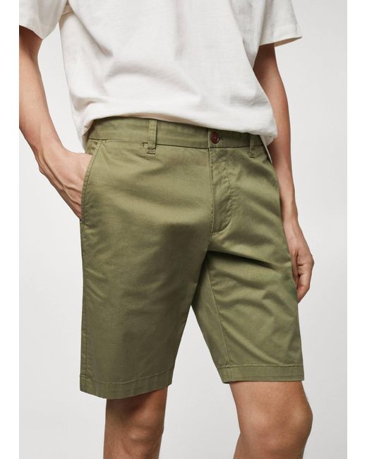 Mango Natural Slim-fit Chino Cotton Bermuda Shorts for men